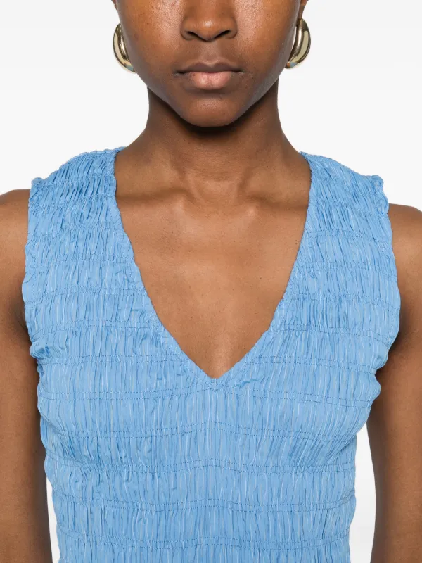 Faithfull The Brand Palomar V-neck Midi Dress | Blue | FARFETCH JO