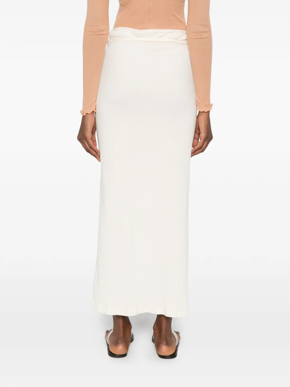 Baserange Brig geribbelde maxi-rok Beige