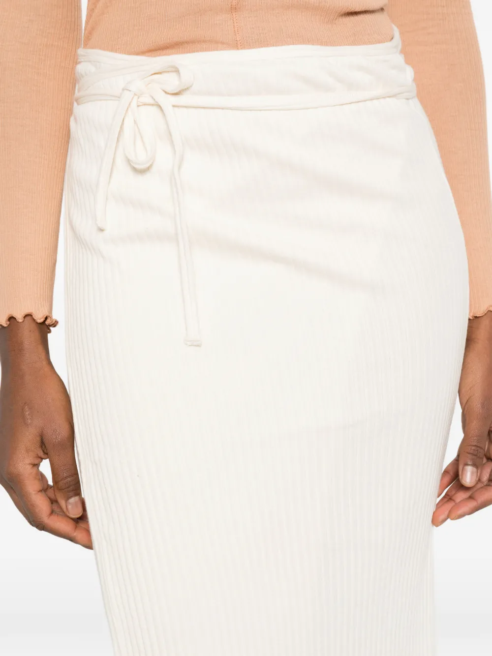 Baserange Brig geribbelde maxi-rok Beige