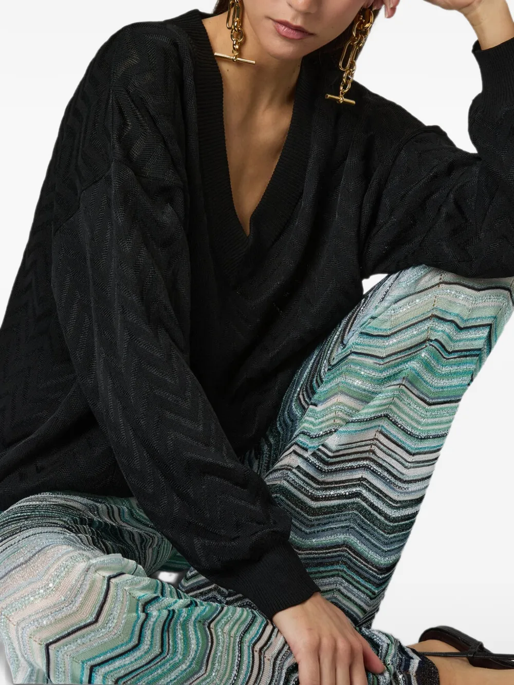 Missoni Trui met V-hals Zwart