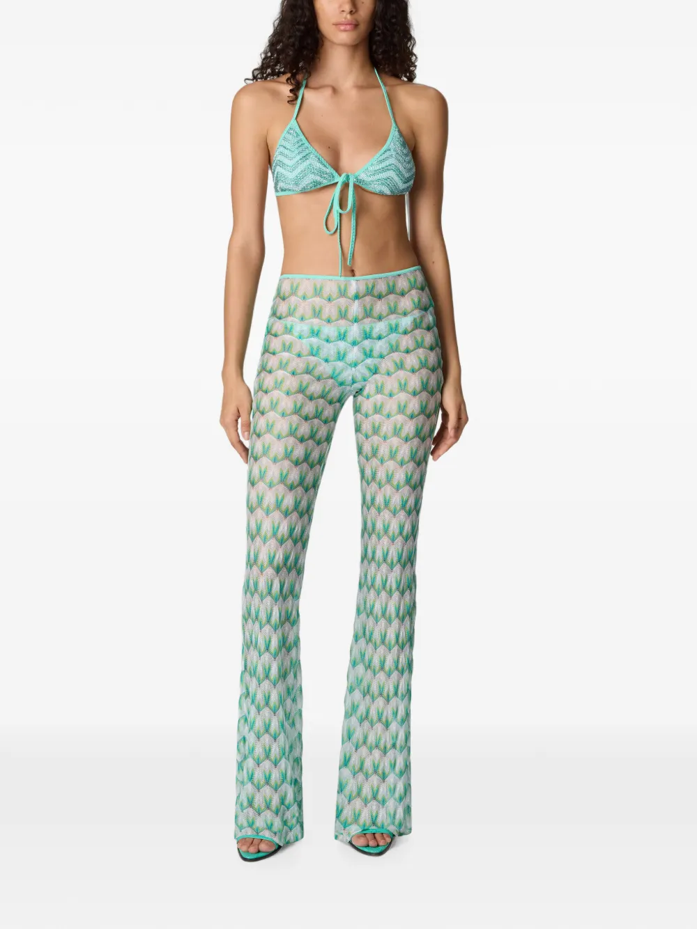 Missoni Flared Trousers in Floral-pattern Viscose in White, view 3