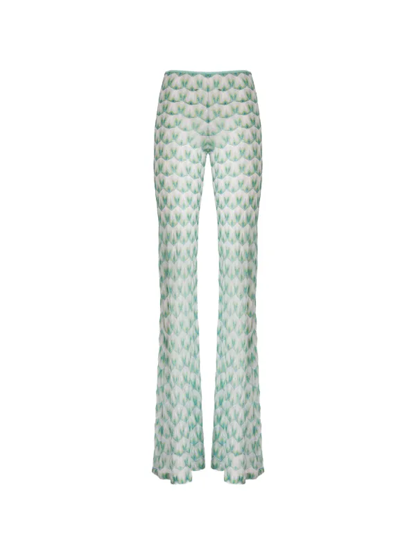Missoni Flared Trousers in Floral-pattern Viscose in White