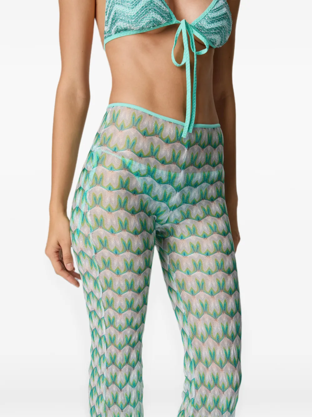 Missoni Flared Trousers in Floral-pattern Viscose in White, view 2