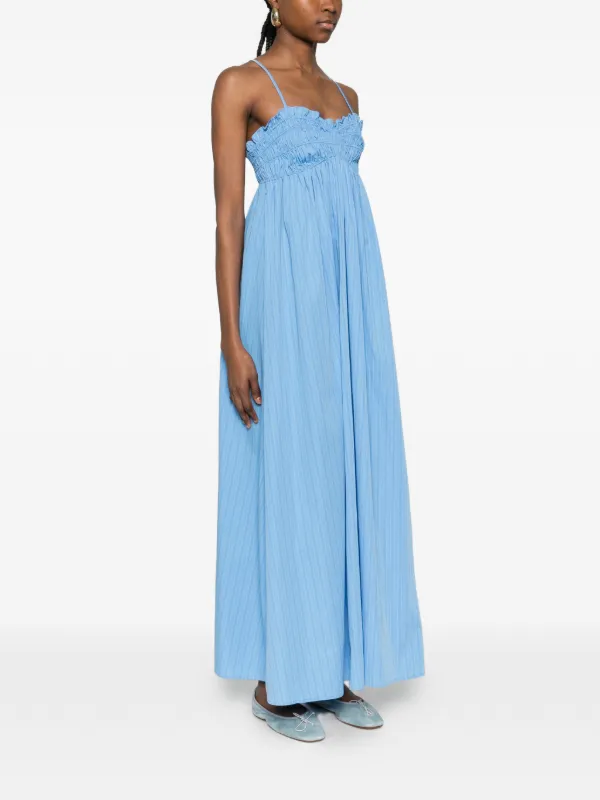 faithfull the brand dress blue Astra Midi Dress Soft Blue Stripe