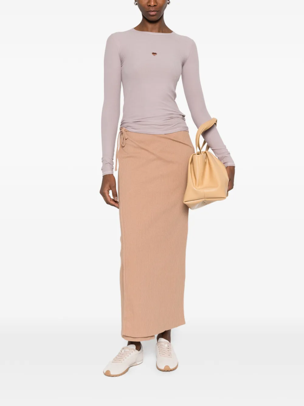  Baserange Ribbed-knit Maxi Skirt - Neutrals 