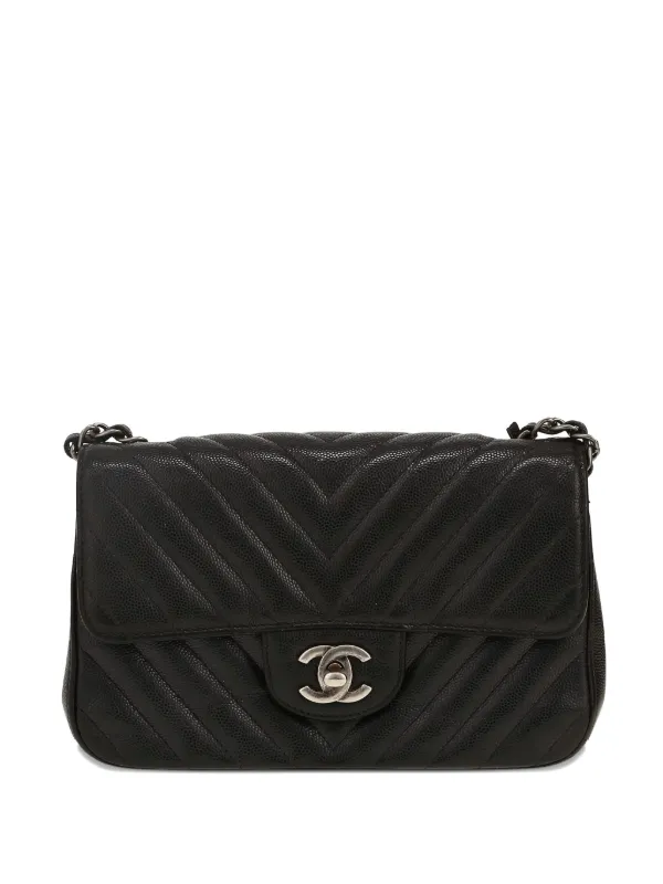 Chanel Pre-owned 2018 Mini Timeless Quilted Logo Shoulder Bag in Black