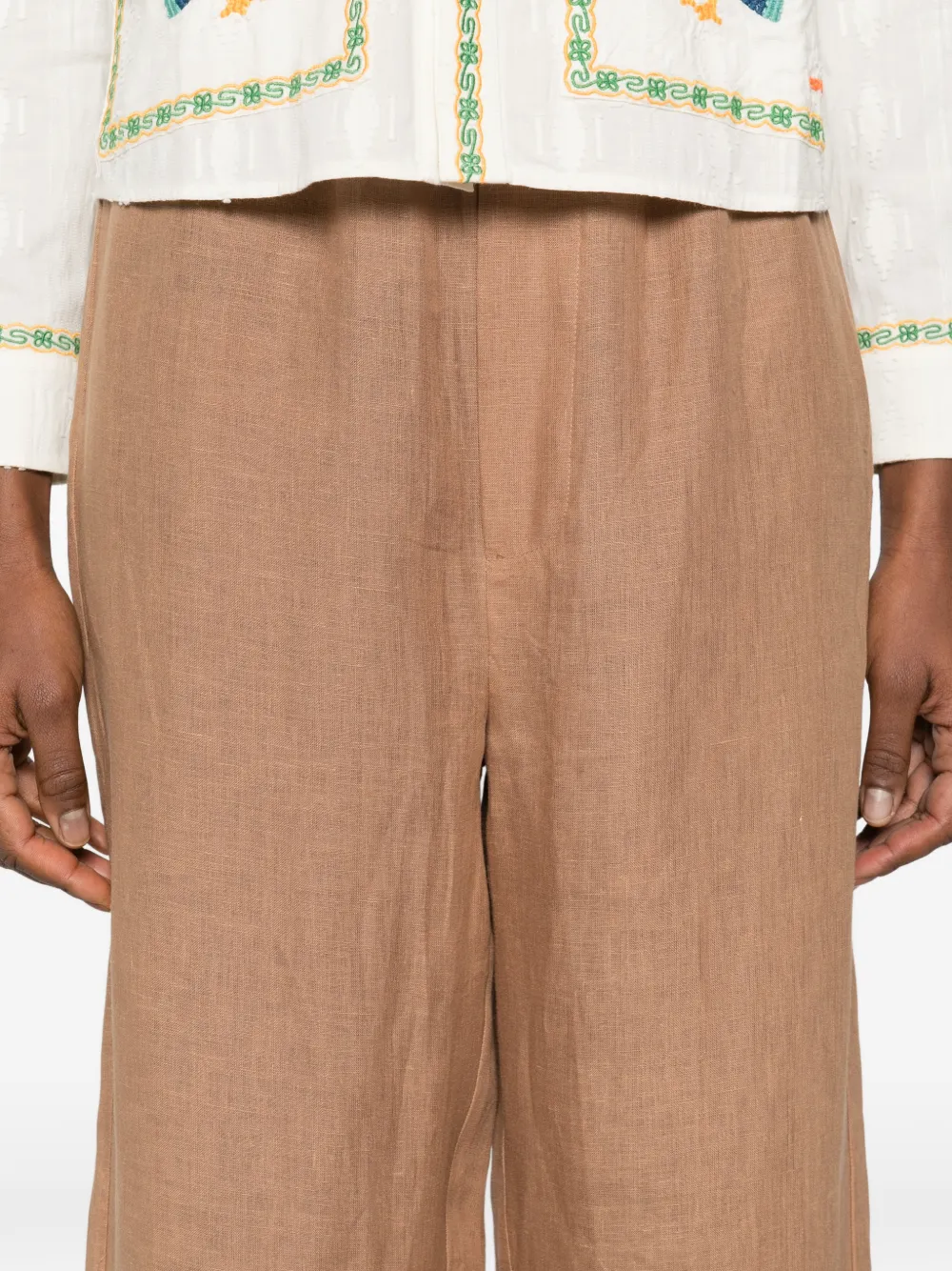 Baserange Broek met elastische tailleband Bruin