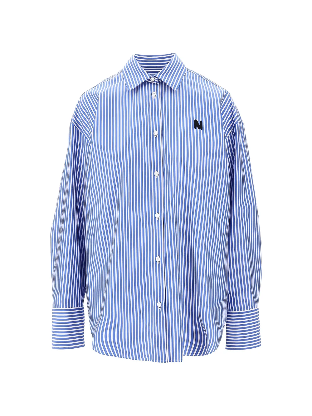 MSGM striped logo shirt - Blu