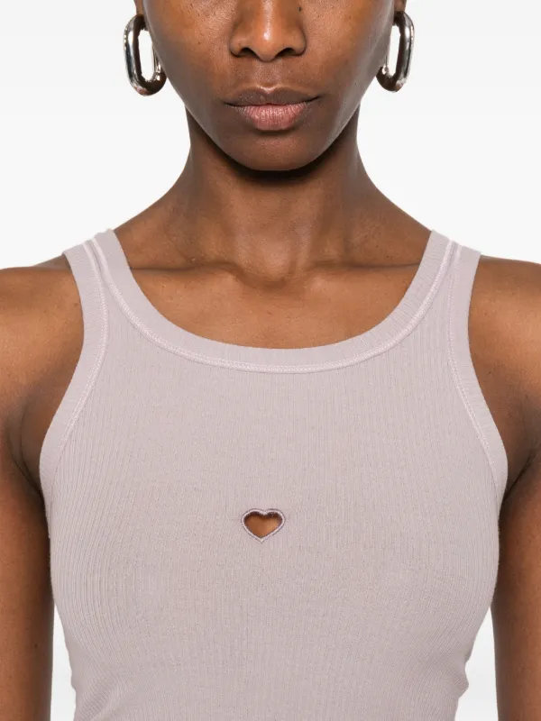 Baserange Heart Ribbed Tank Top | Purple | FARFETCH NZ