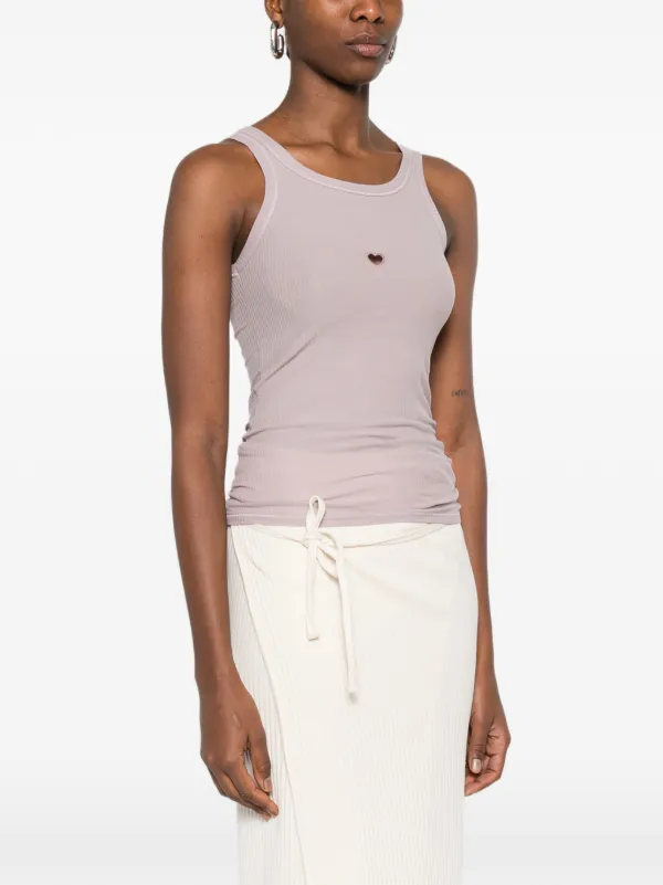 Baserange Heart Ribbed Tank Top | Purple | FARFETCH NZ