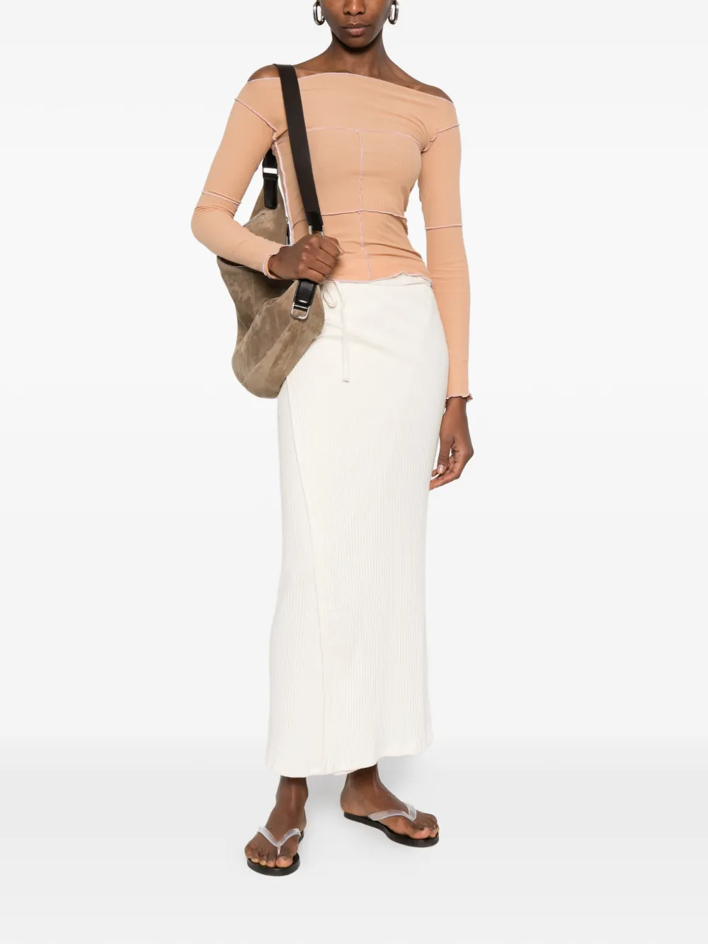  Baserange Cinder Ribbed T-shirt - Neutrals 