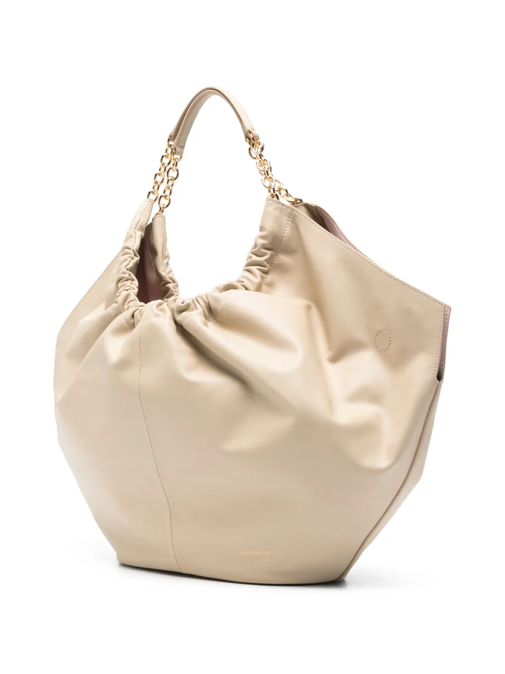  Coccinelle Debossed Chain Shoulder Bag - Neutrals 