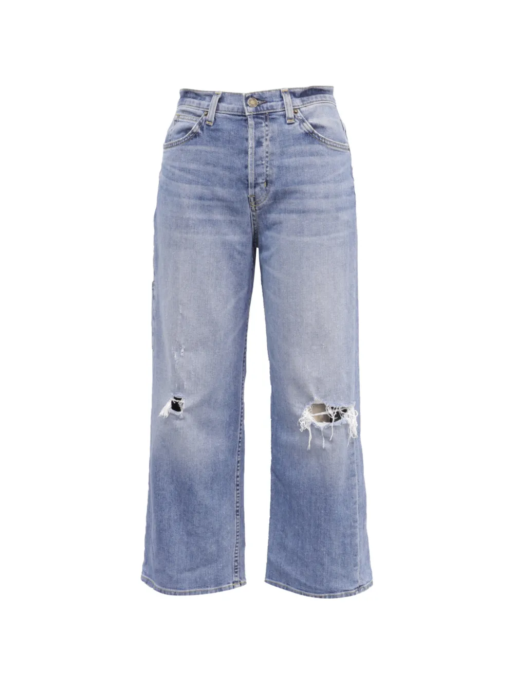 Nili Lotan cropped flared distressed jeans - Blu