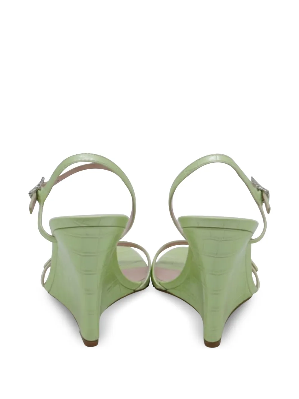  Sophia Webster Croc-embossed Wedge Sandals - Green 