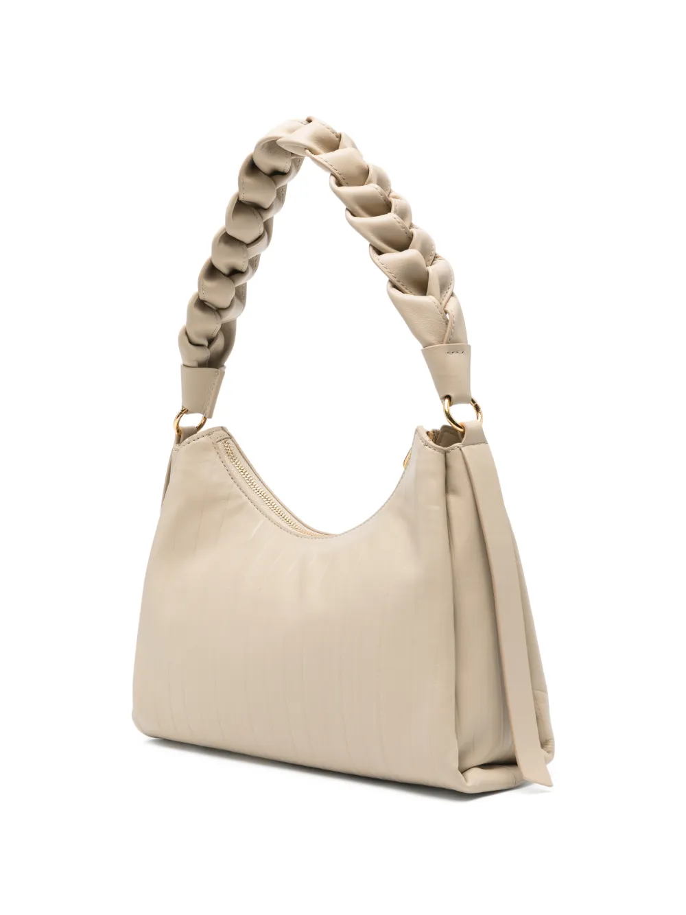Coccinelle Bohome schoudertas met gevlochten handvat Beige