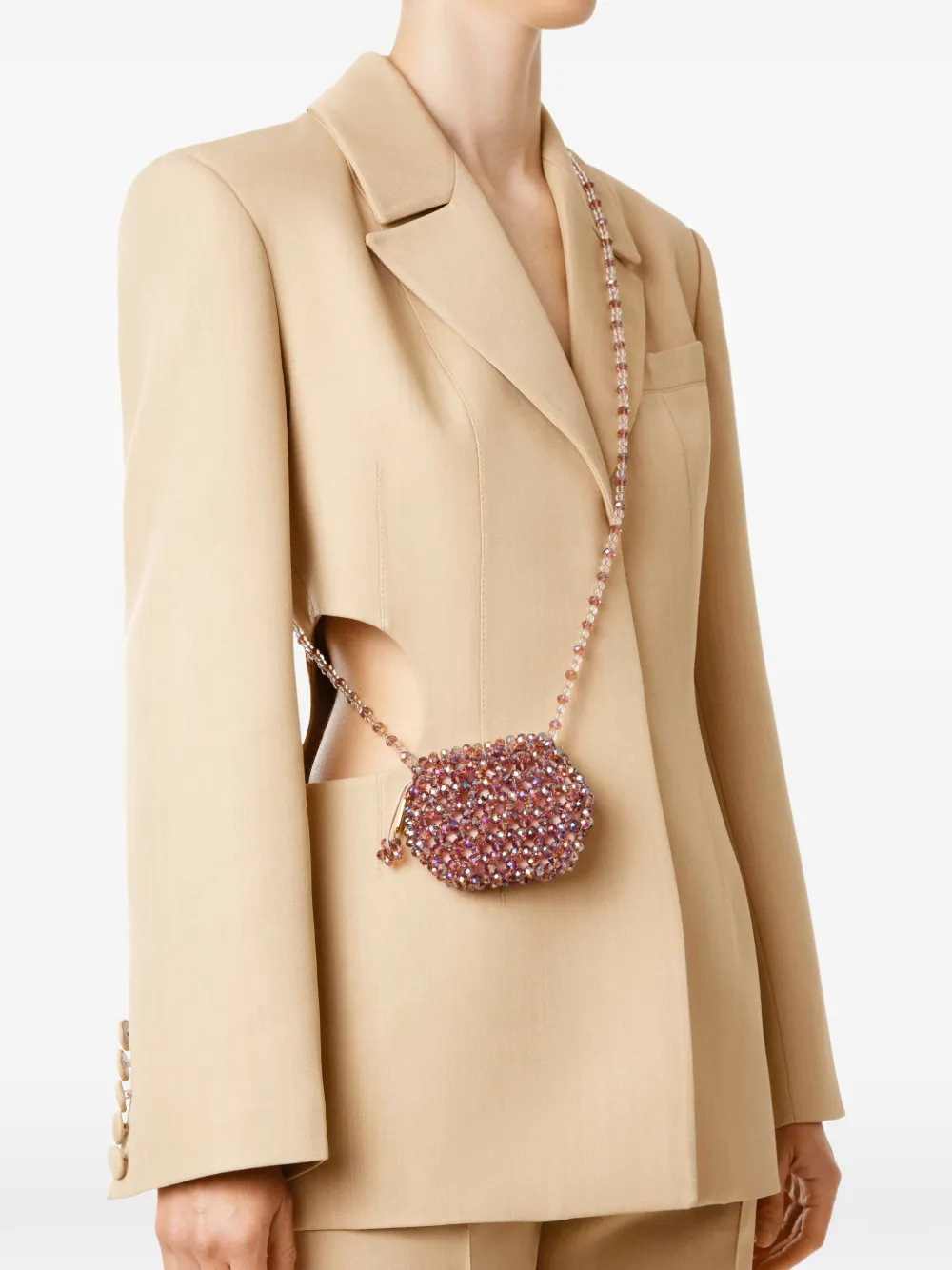  0711 Thea Beaded Cross Body Bag - Pink 