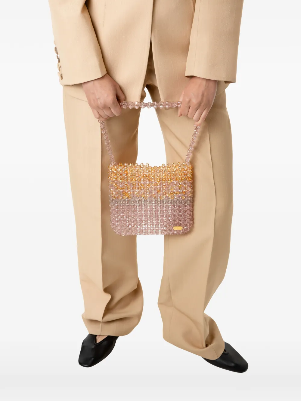  0711 Mark Beaded Shoulder Bag - Pink 