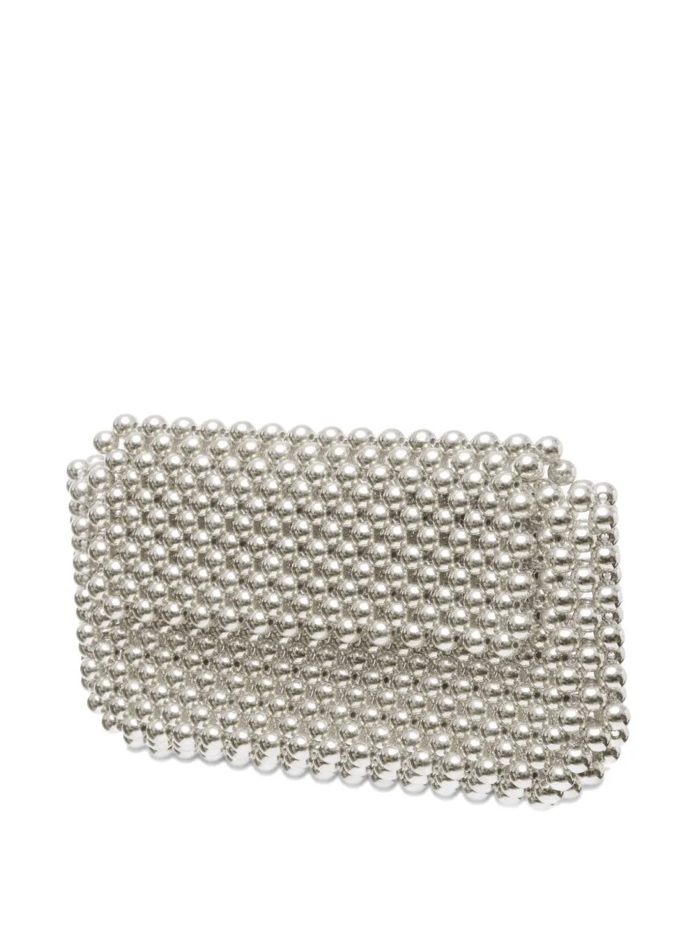 0711 Clover clutch met kralen Zilver