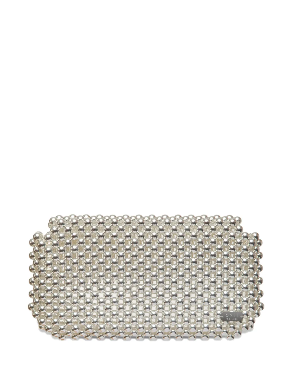 0711 Clover clutch met kralen Zilver