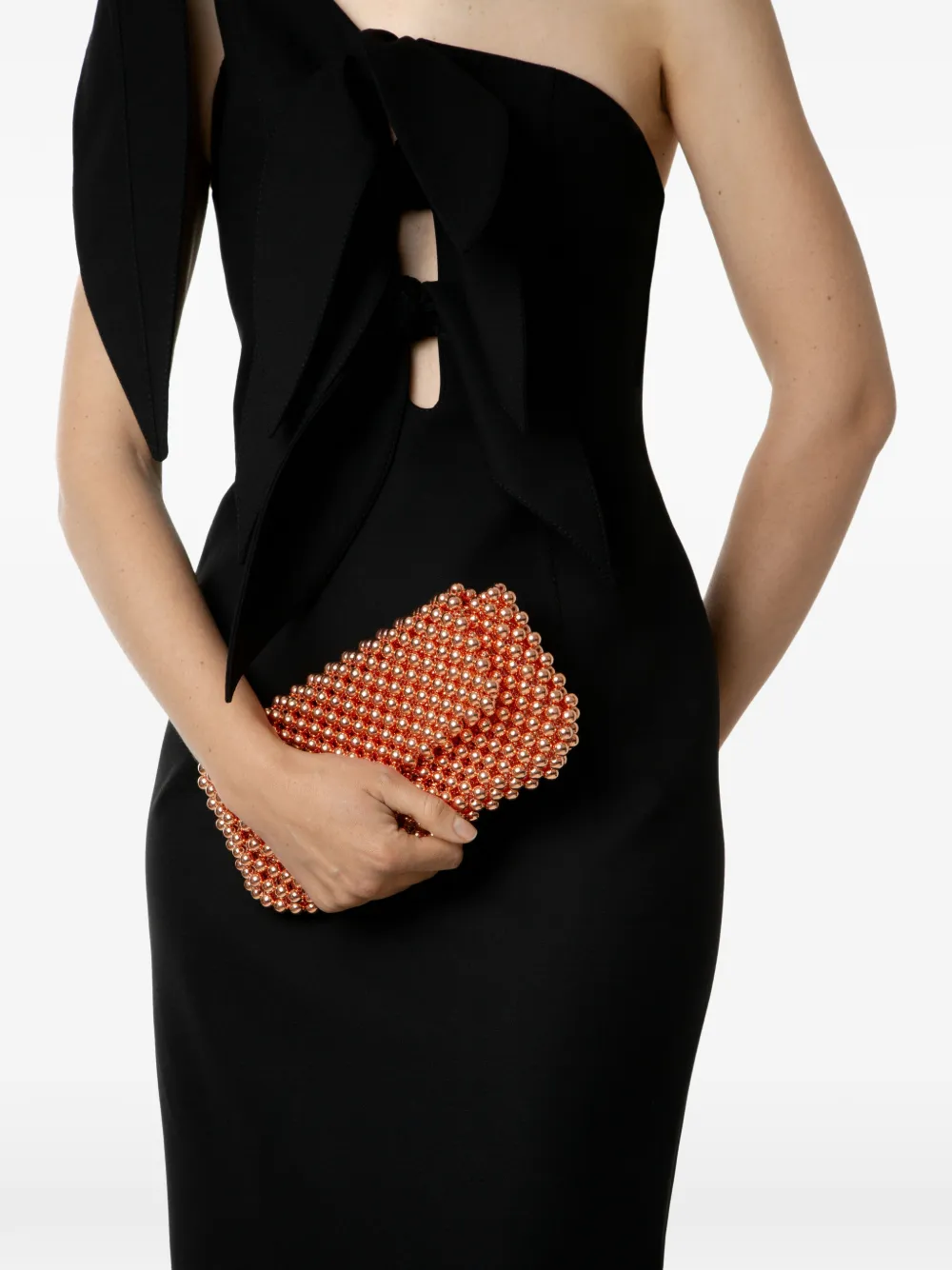 0711 Clover clutch met kralen Oranje