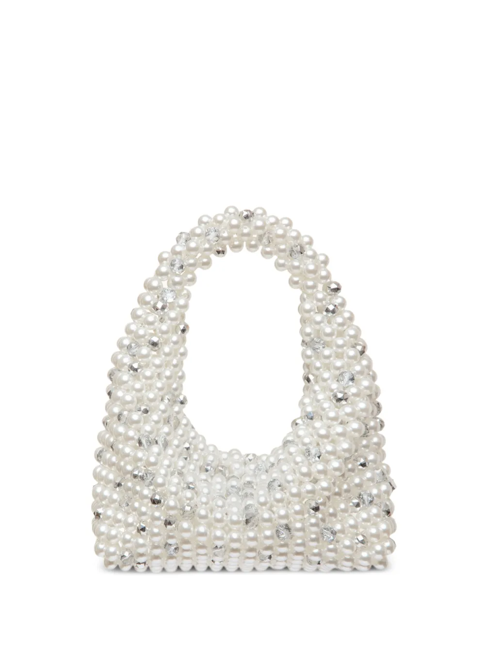 0711 medium Jodie beaded clutch bag - Bianco