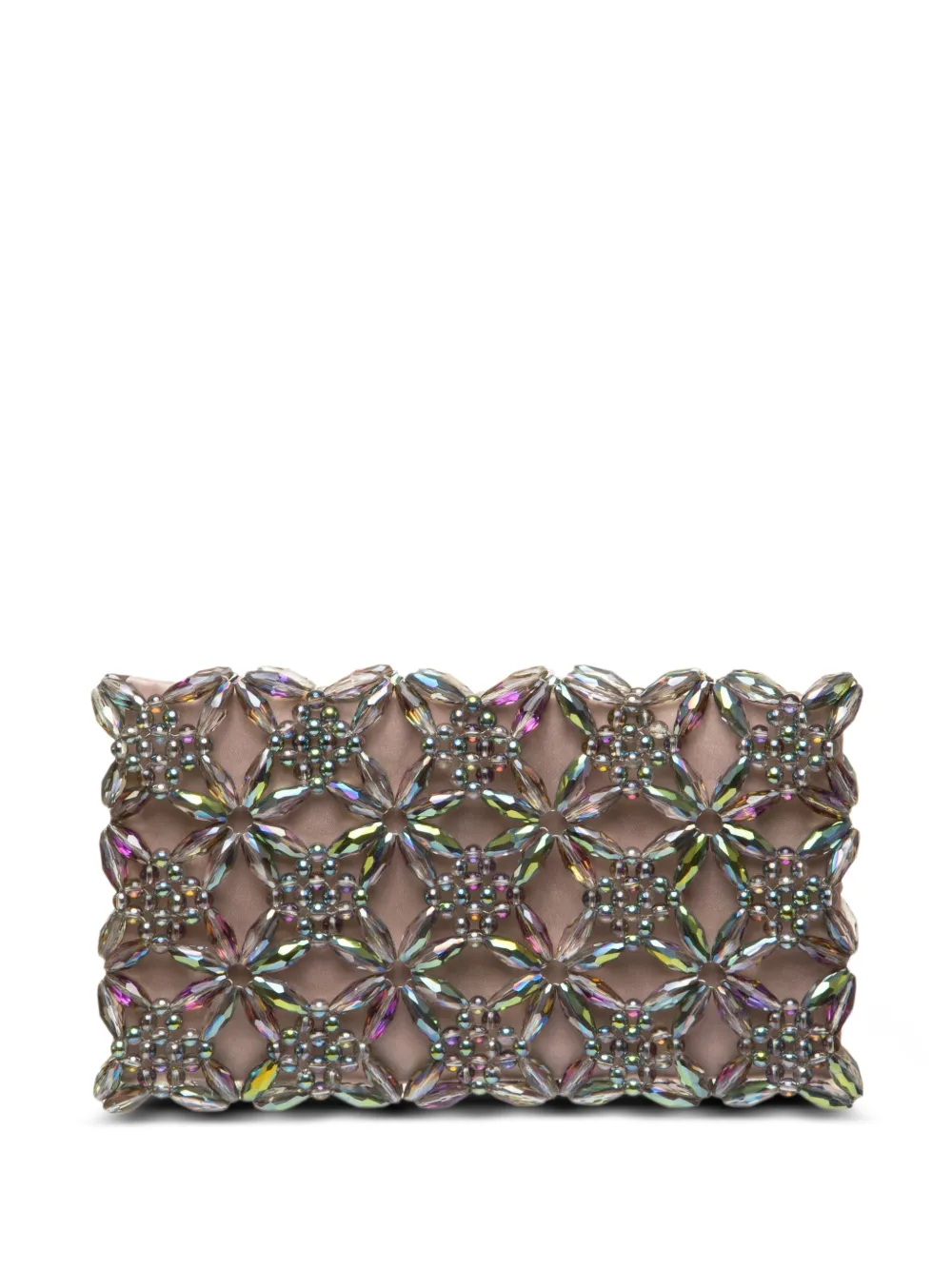 0711 Clutch Rhea con perline - Argento
