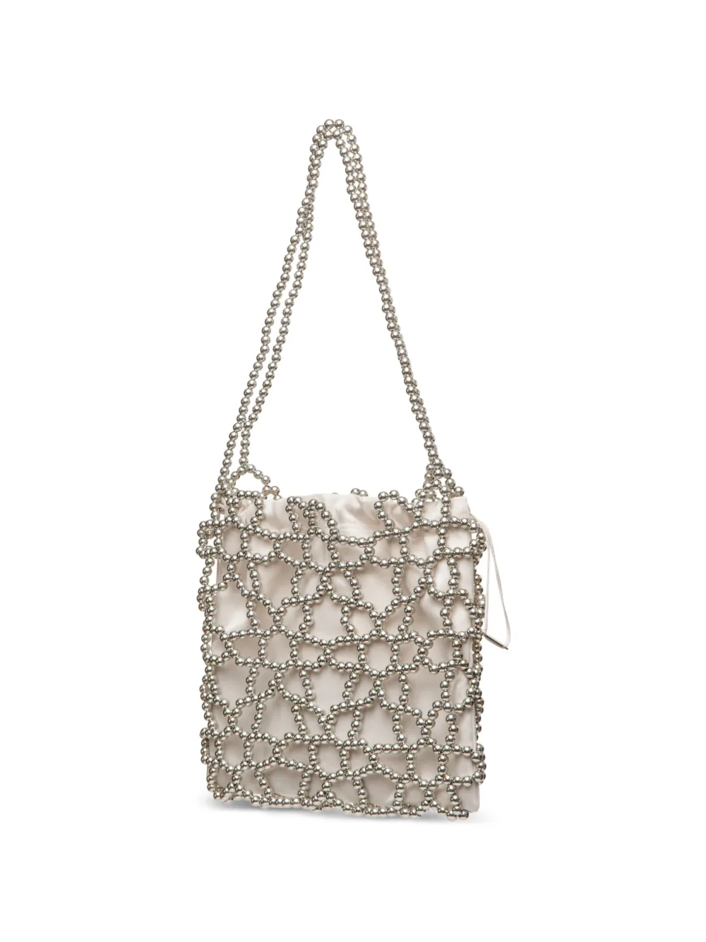 0711 Jasmine schoudertas met kralen Zilver