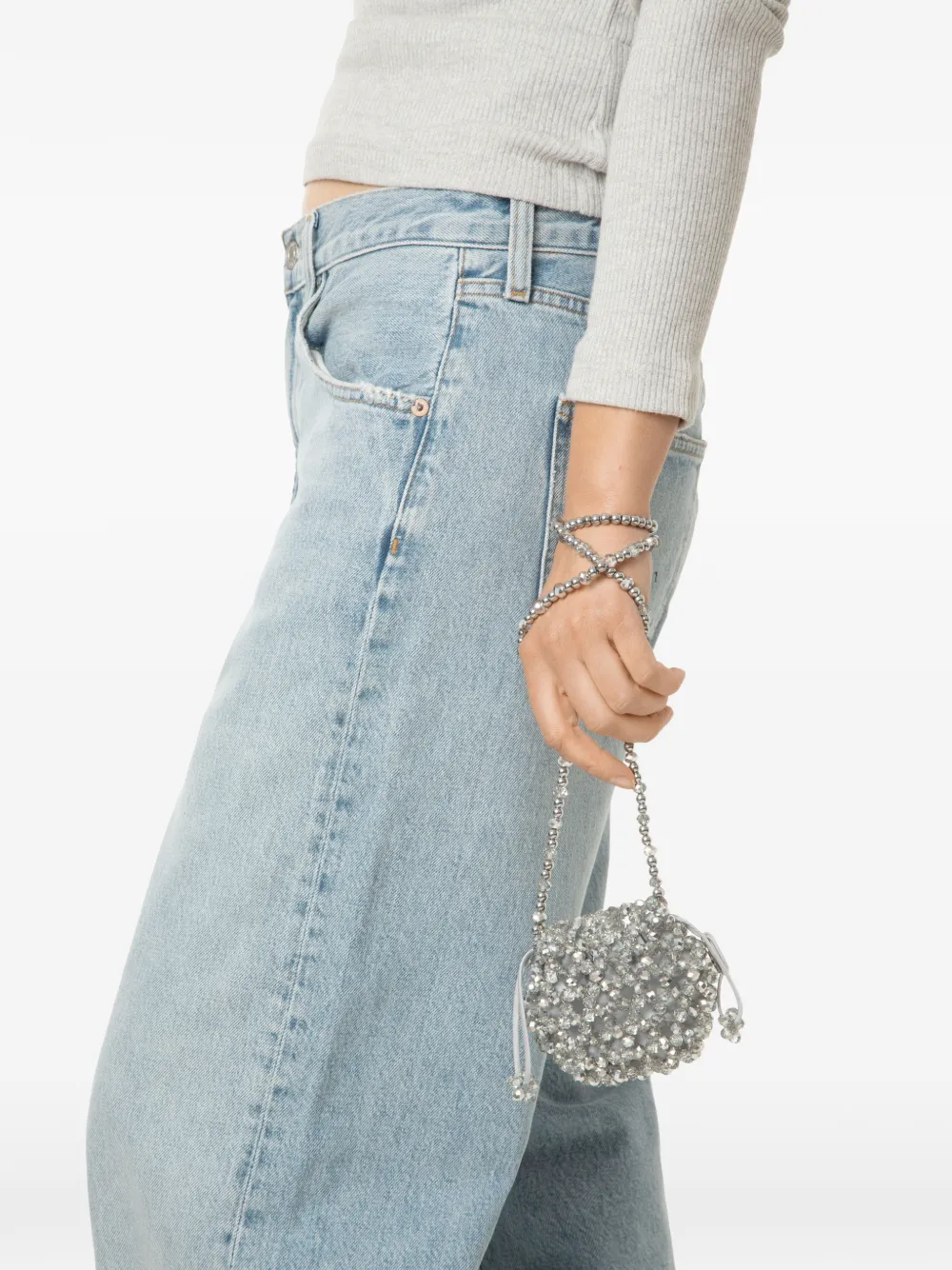  0711 Thea Beaded Cross Body Bag - Silver 