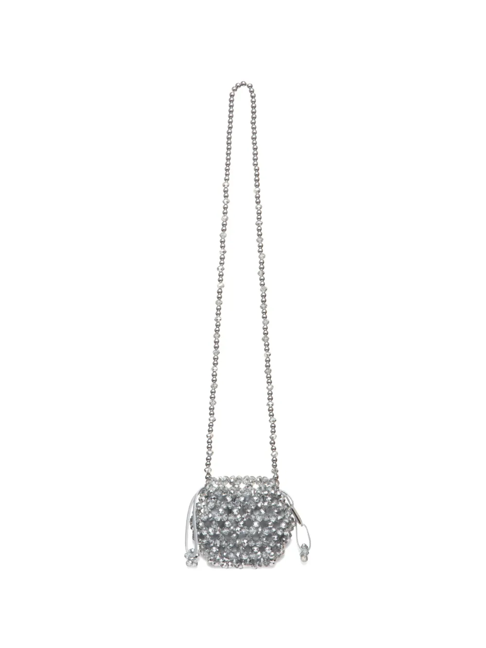 0711 Thea beaded cross body bag - Argento