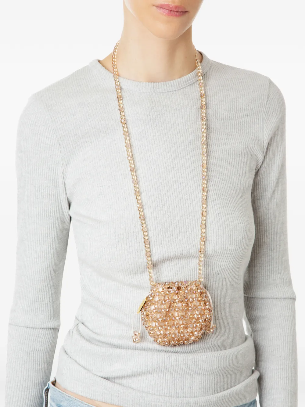  0711 Thea Beaded Cross Body Bag - Neutrals 