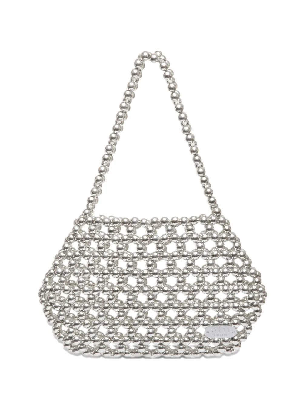 0711 mini Ella beaded clutch bag - Argento