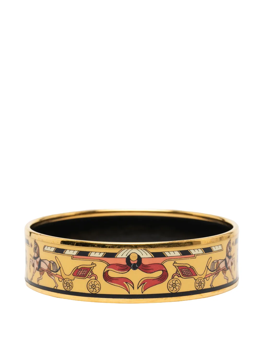 Hermès Pre-Owned Bracciale rigido 65 smaltato con stampa Horse Carriage XX secolo - Oro