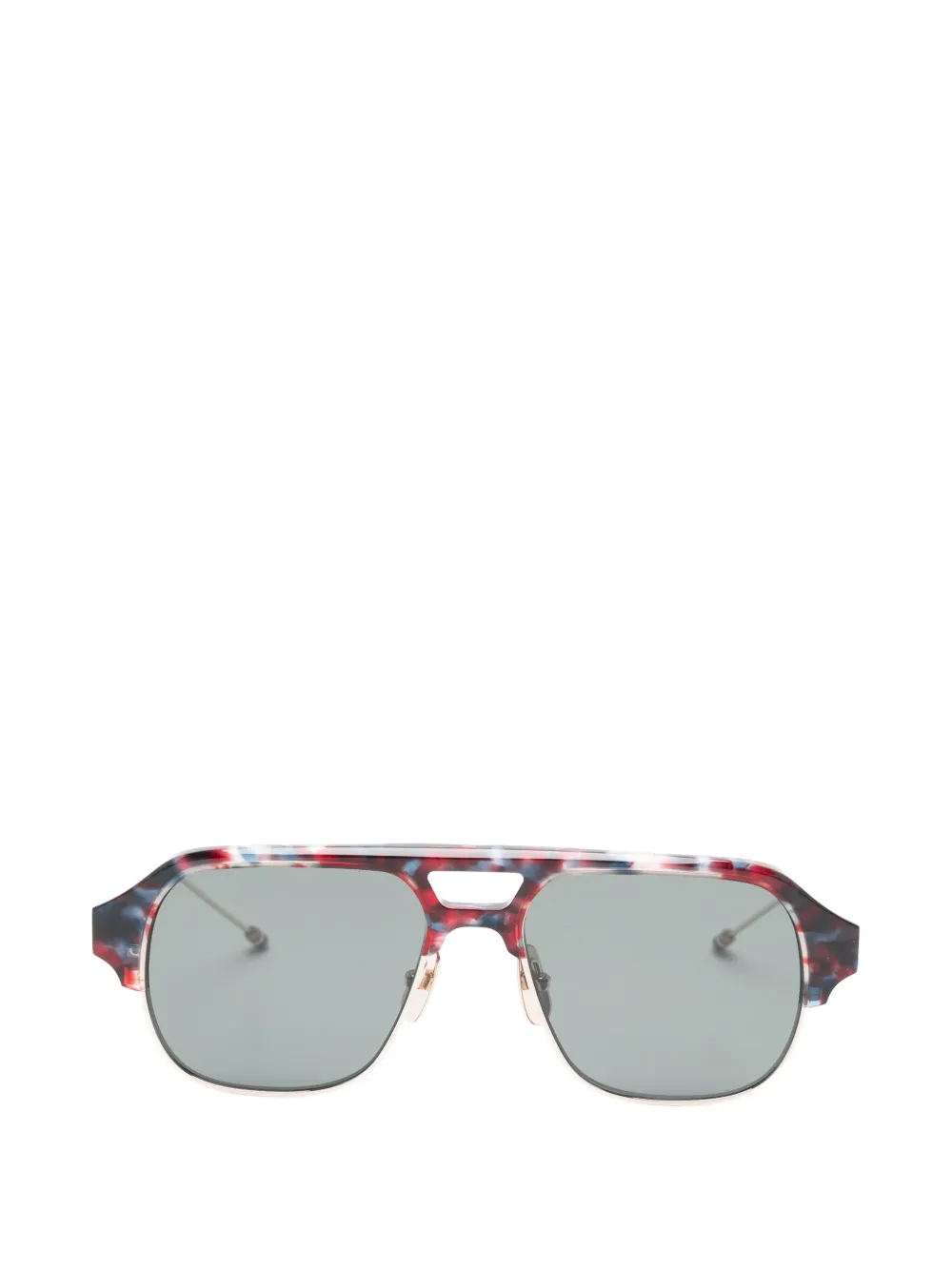 Thom Browne Eyewear patterned pilot-frame sunglasses - Argento