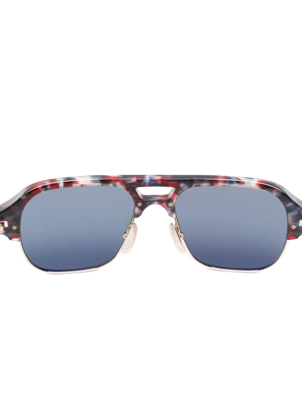  Thom Browne Eyewear Patterned Pilot-frame Sunglasses - Silver 