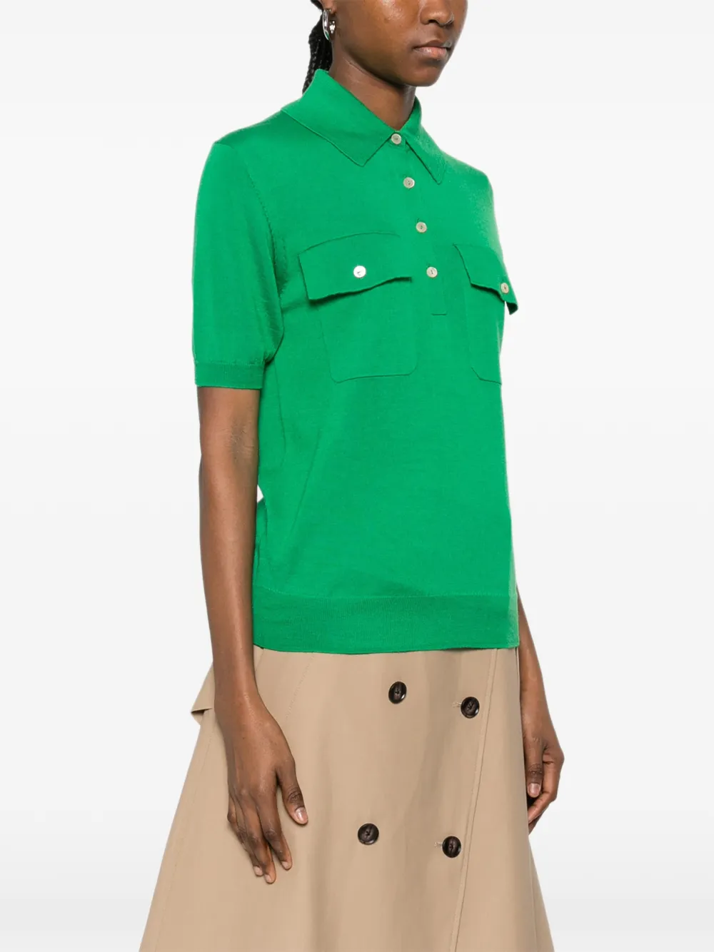 P.a.r.o.s.h. Pocket Polo Top - Green 