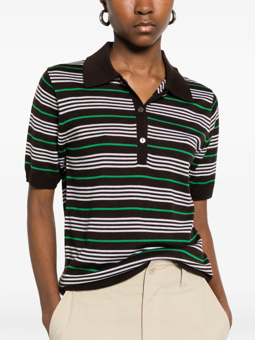 P.A.R.O.S.H. Gestreepte polotop Bruin