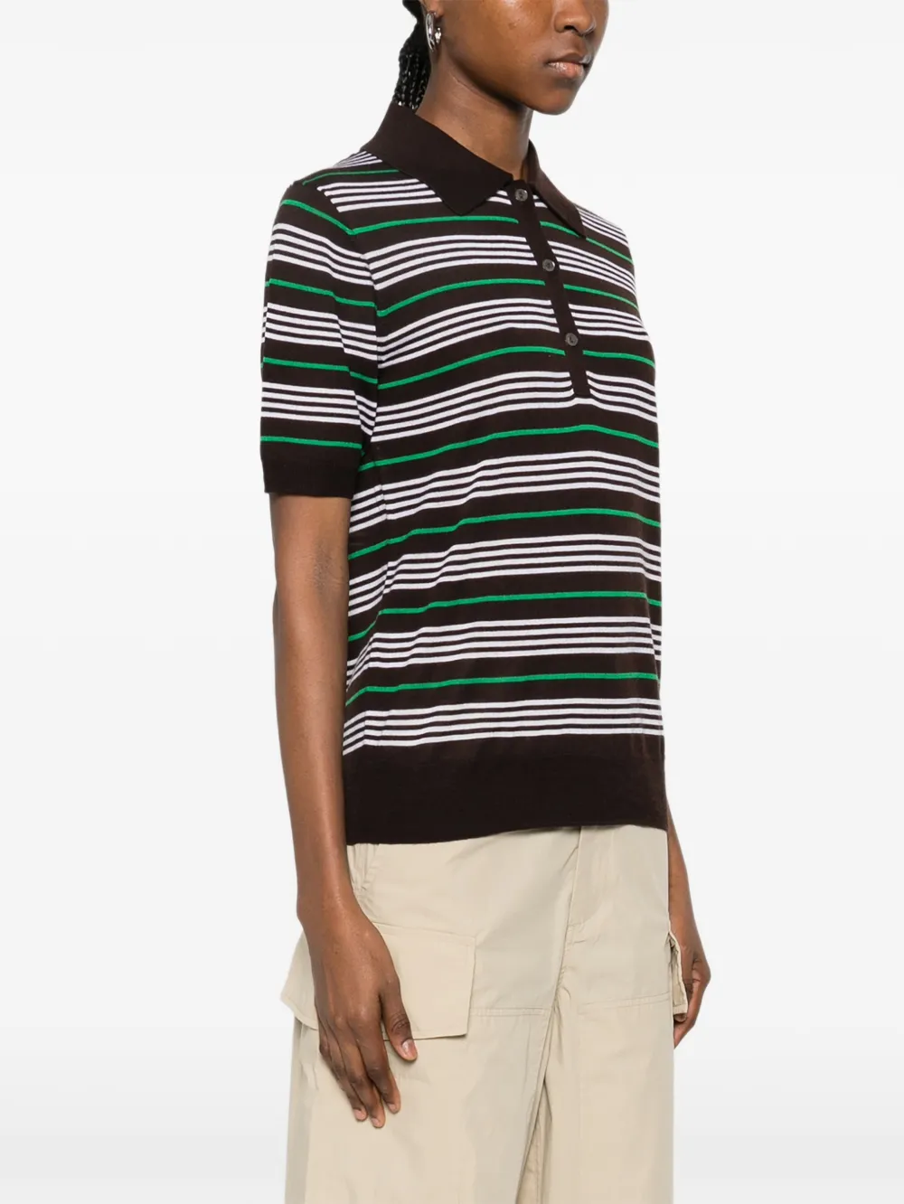  P.a.r.o.s.h. Striped Polo Top - Brown 