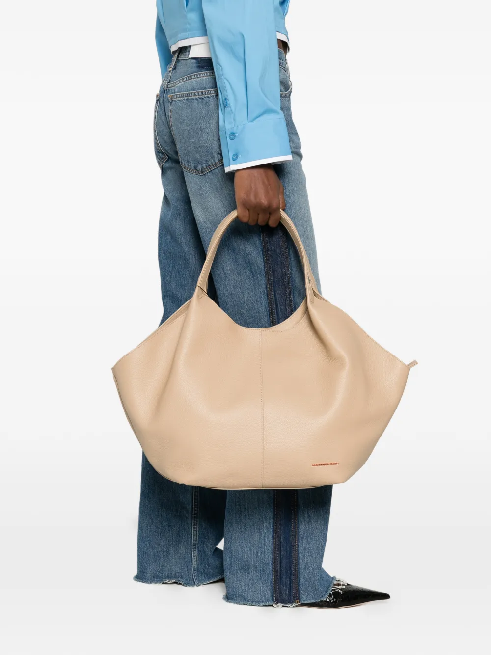  Alexander Smith Large Rachel Leather Tote Bag - Neutrals 