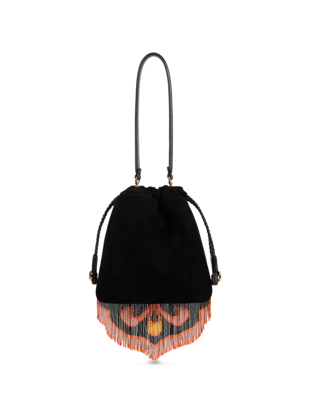 ETRO Kleine suède Kalispera tas met kralen en franjes Zwart