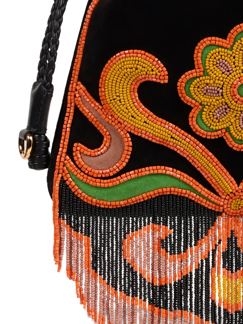 ETRO Kleine suède Kalispera tas met kralen en franjes Zwart