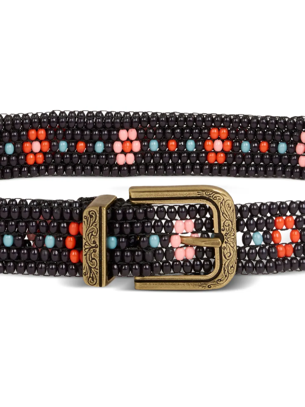  Etro Beaded Floral Belt - Black 