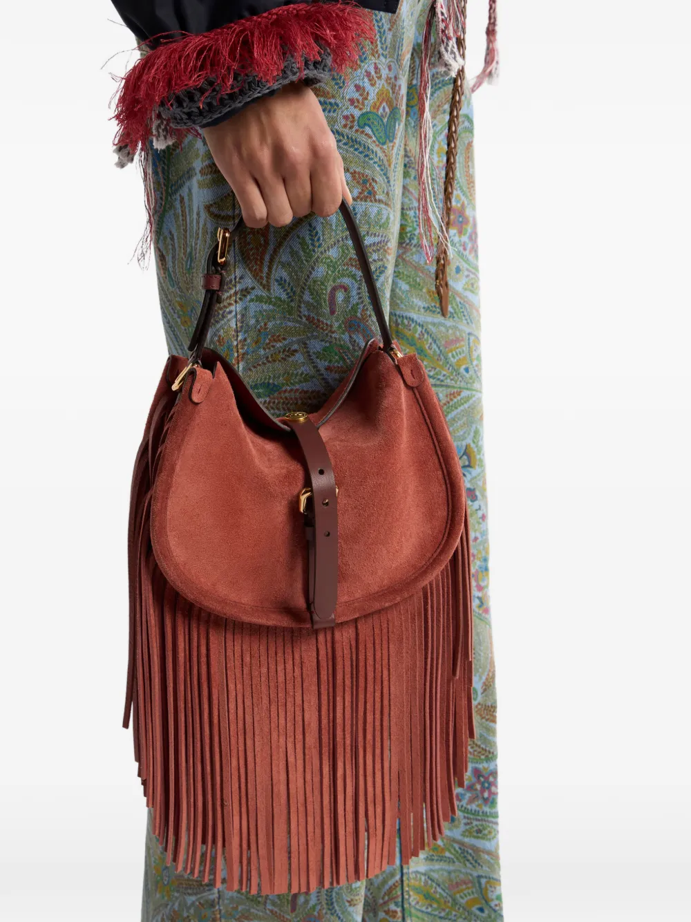 ETRO Pony tas met franjes Rood