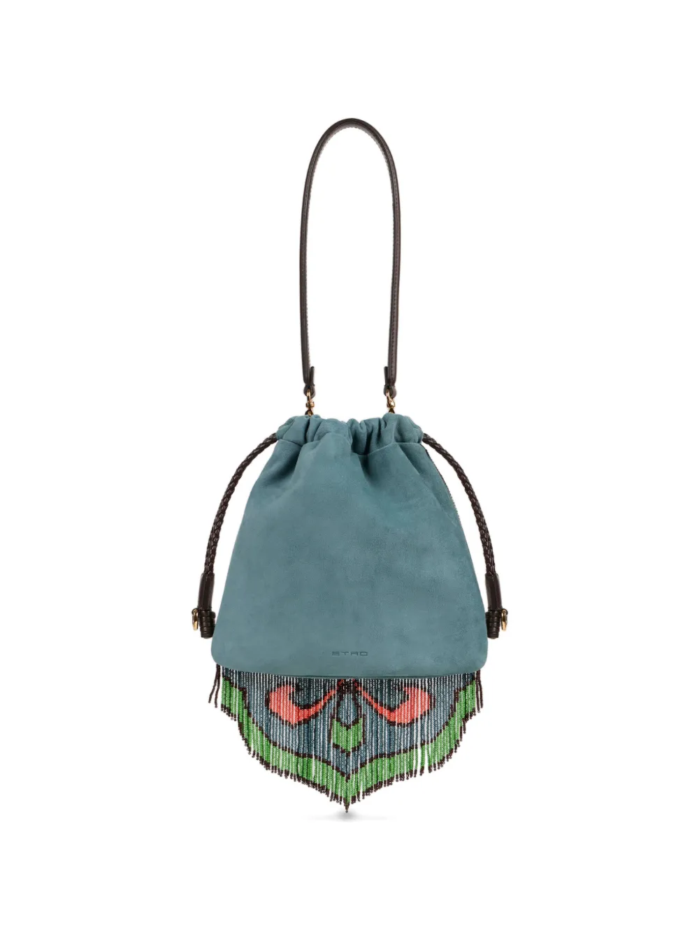 ETRO Kleine Kalispera suède tas met kralen en franje Blauw