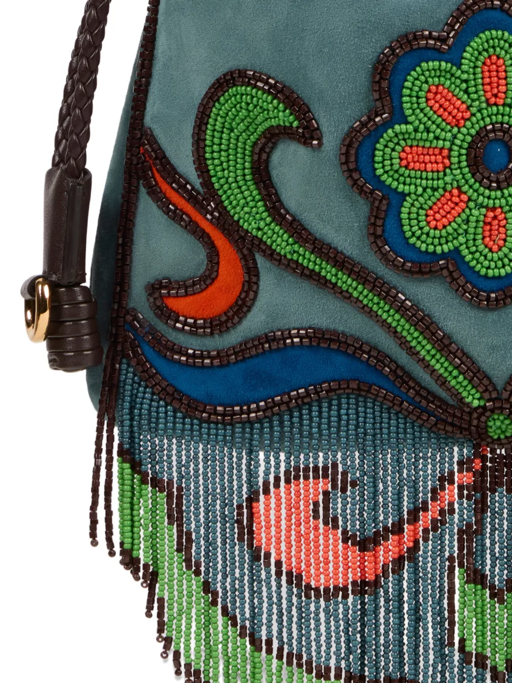 ETRO Kleine Kalispera suède tas met kralen en franje Blauw