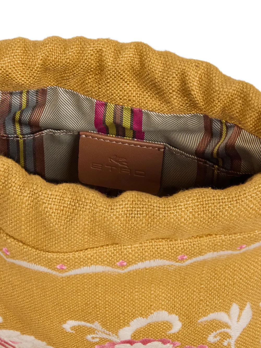 ETRO Kleine Kalispera tas van linnenblend met borduurwerk en franje Geel