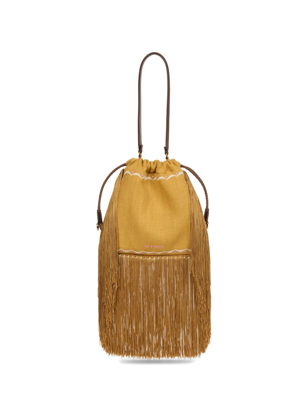  Etro Small Kalispera Embroidery Fringed Bucket Bag - Yellow 