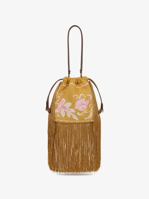 ETRO small linen-blend Kalispera bag with embroidery and fringes
