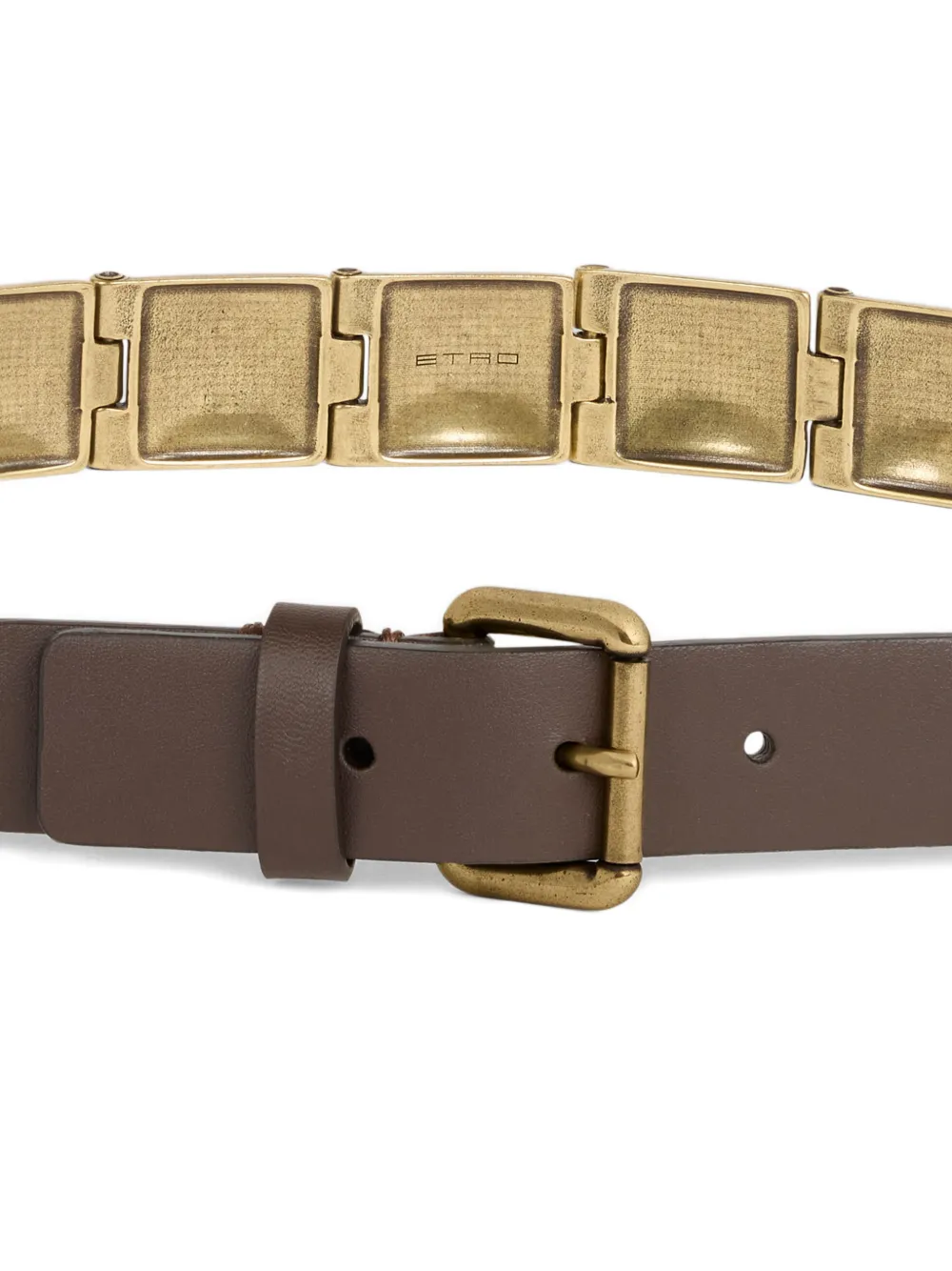 ETRO Leren riem met gegraveerd metaal Goud