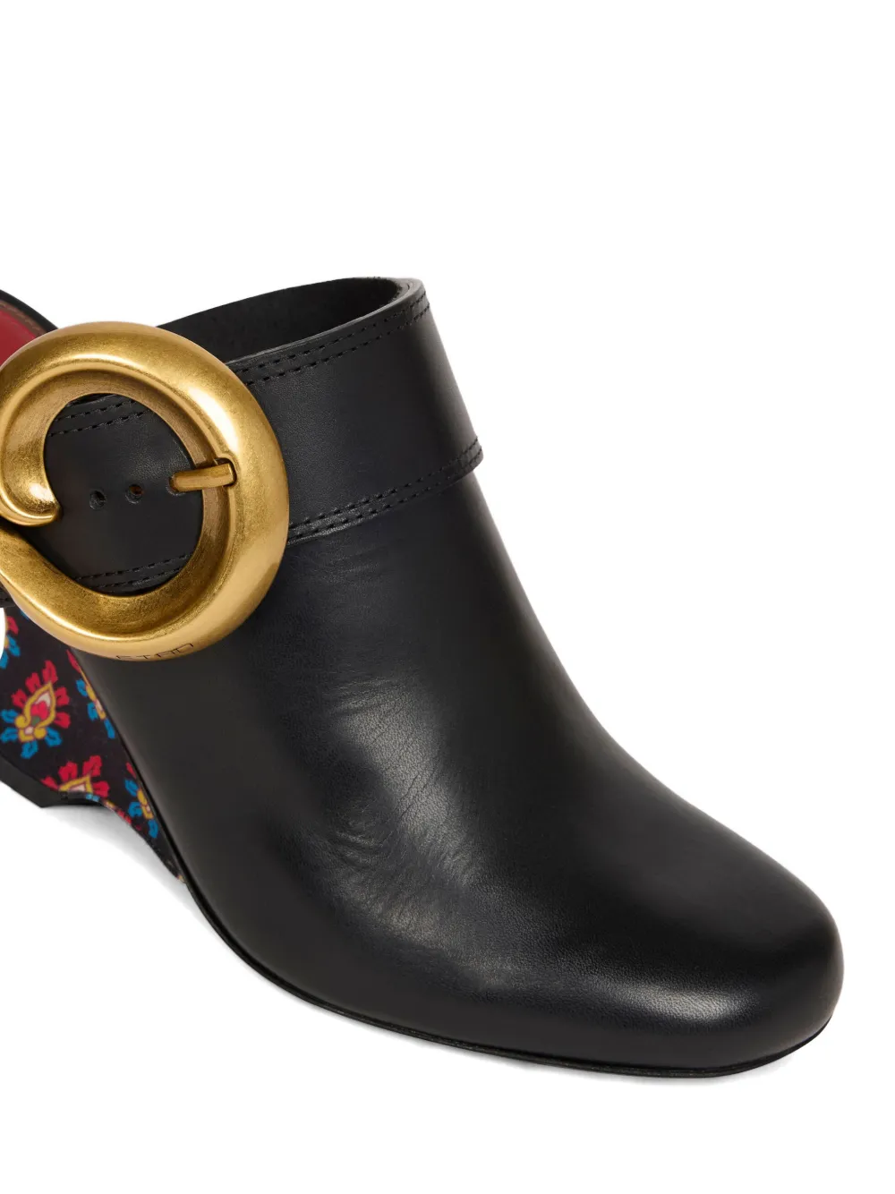 ETRO paisley buckle wedge mules Zwart