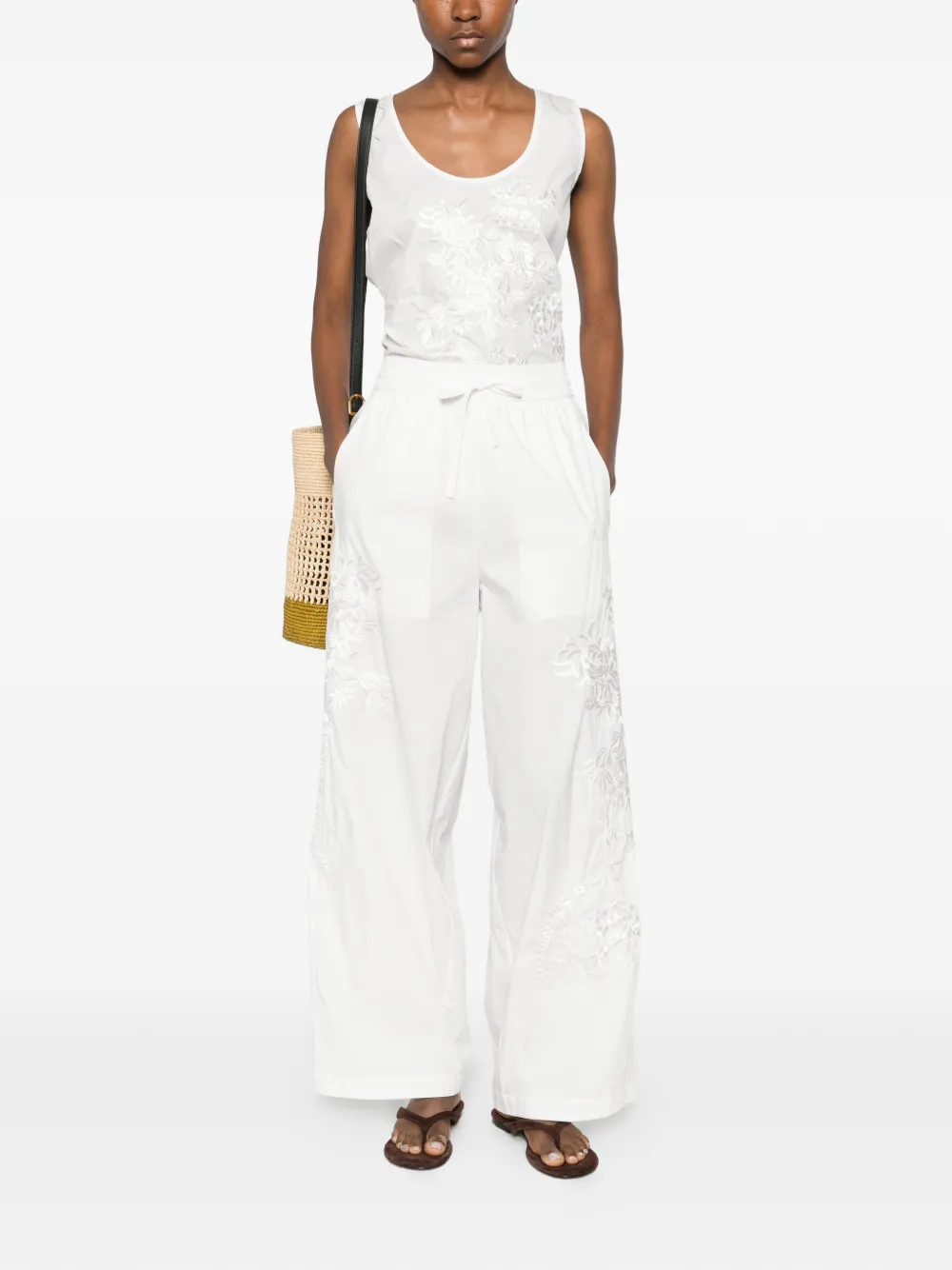  P.a.r.o.s.h. Ninja Embroidered Trousers - White 